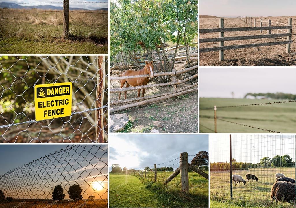 A montage of various fence types and locations