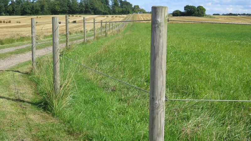 Tensioned wire constructed with machined pine poles